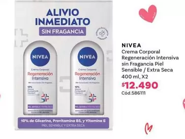 Nivea - Crema Corporal Regeneración Intensiva Sin Fragancia Piel Sensible / Extra Seca
