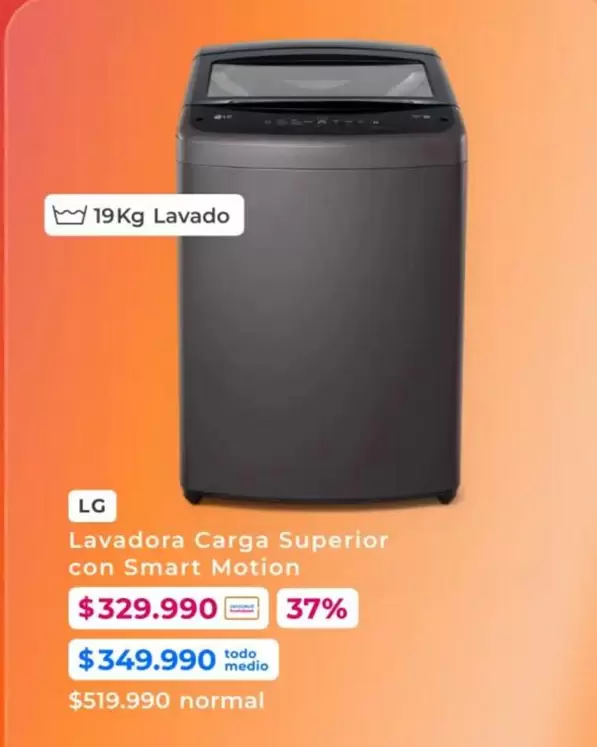 LG - Lavadora Carga Superior Con Smart Motion