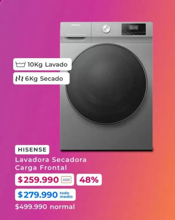 Hisense - Lavadora Secadora Carga Frontal