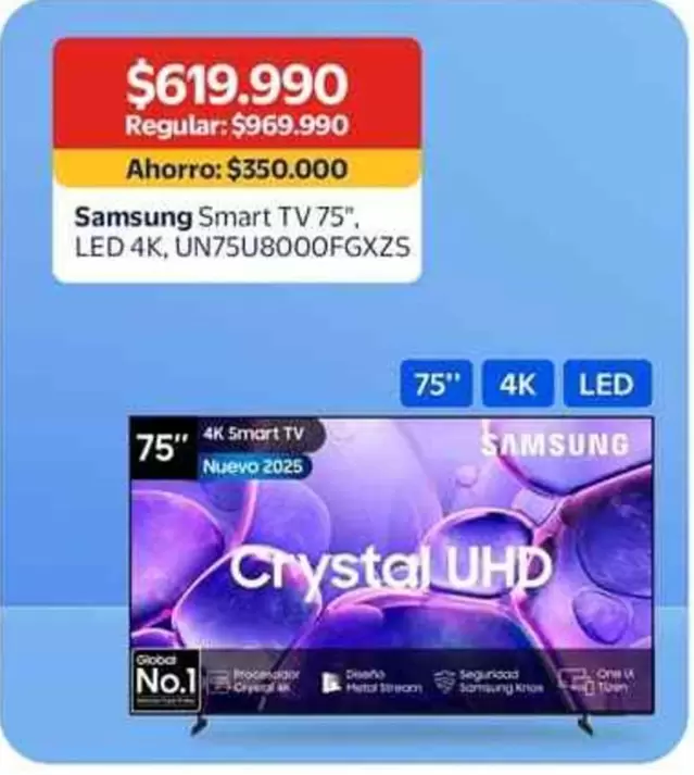 Samsung - Smart Tv 75'' Led 4k UN75U800OFGXZ5