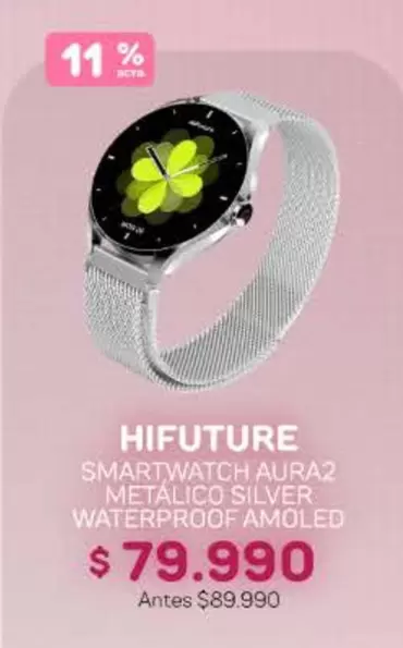 Smartwatch Aura2 Metalico Silver Waterproof Amoled