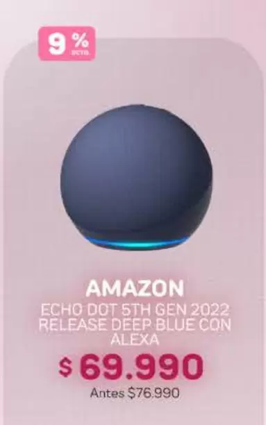 Echo Dot 5th Gen 2022 Release Deep Blue Con Alexa