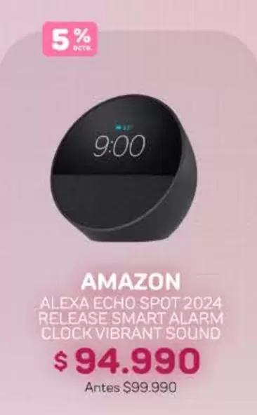 Alexa Echo Spot 2024 Release Smart Alarm Clock Vibrant Sound