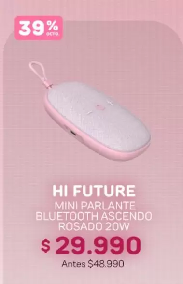 Mini Parlante Bluetooth Ascendo Rosado