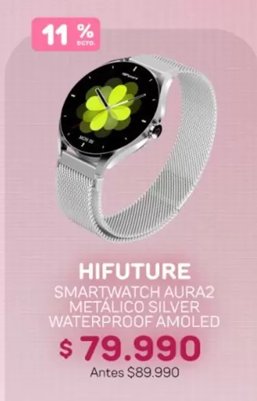 Smartwatch AUR02 METALICO SLIVER WATERPROOF AMOLED