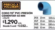 codo - Codo 90 PVC-Presion Cementar 40 MM