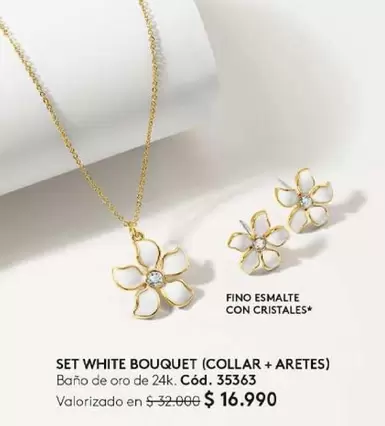 Set White Bouquet (Collar + Aretes)