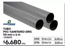 Hoffens - Tubo PVC-Sanitario Gris 50mm X 6 M