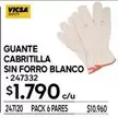 Guante -  Cabritilla Sin Forro Blanco