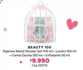 Metal - Beauty 100 Pajarera Shower Gel 100 Ml + Loción + Crema Ducha + Exfoliante 50 Ml