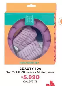 Beauty 100 - Set Cintillo Skincare + Munequers