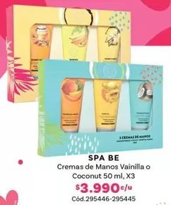 Spa Be - Cremas De Manos Vainilla O Coconut