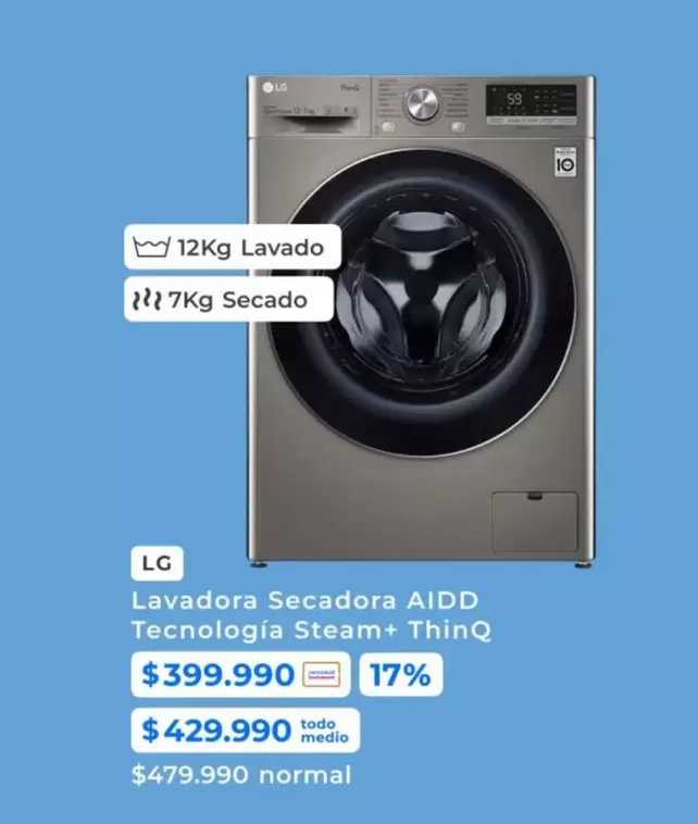 LG - Lavadora Secadora AIDD Tecnologia Steam+ ThinQ