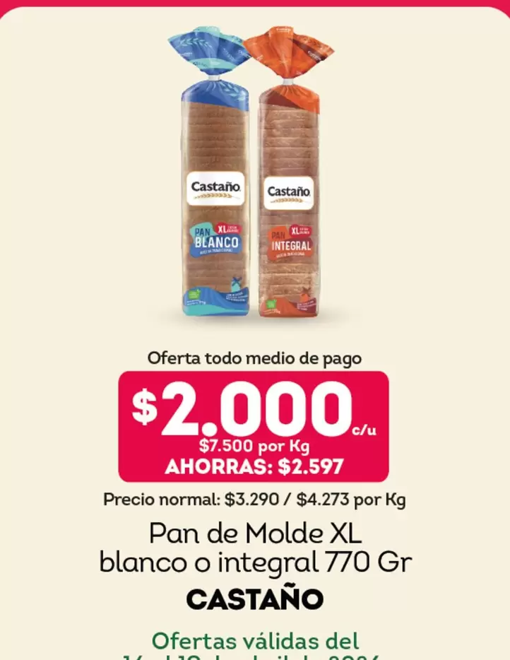 Castaño - Pan De Molde Xl Blanco O Integral
