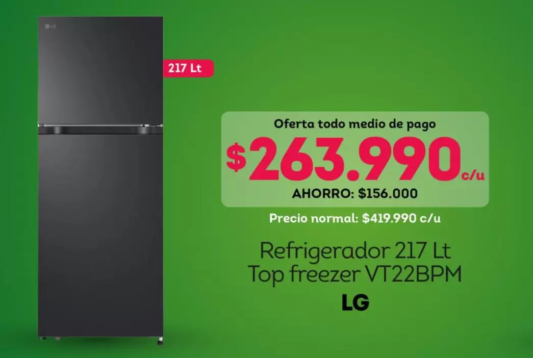 LG - Refrigerador Top Freezer Vt22bpm