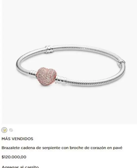 Brazalete Cadena De Serpiente Con Broche De Corazon En Pavé
