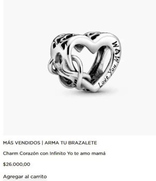 Amó - Charm Corazon Con Infinito Yo Te Amo Mamá