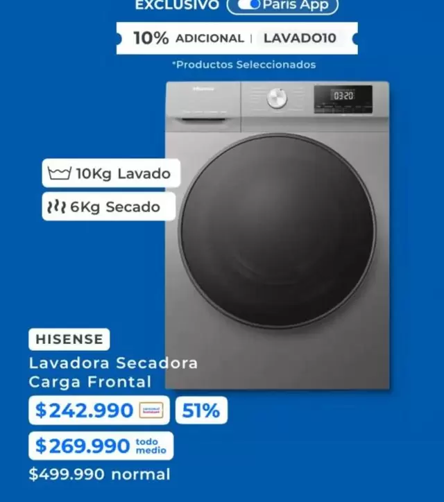 Hisense - Lavadora Secadora Carga Frontal