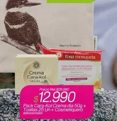 Pack Cara-kol Crema Dia 50g + Toallas 25 Un + Cosmetiquero