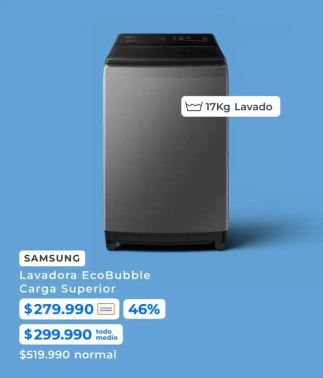 Samsung - Lavadora EcoBubble Carga Superior