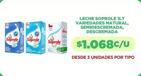 Soprole - Leche Variedades Natural, Semidescremada