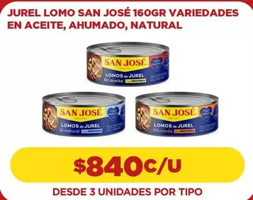 Jurel Lomo San José 160Gr Variedades En Aceite, Ahumado, Natural