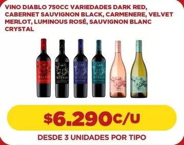 Carmenere - Vino Diablo 750cc Variedades Dark Red, Cabernet Sauvignon Black,carmenere,Velvet Merlot,Luminous Rosé,sauvignon Blanc Crystal