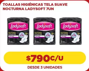 Ladysoft - Toallas Higiénicas Tela Suave Nocturna 7un