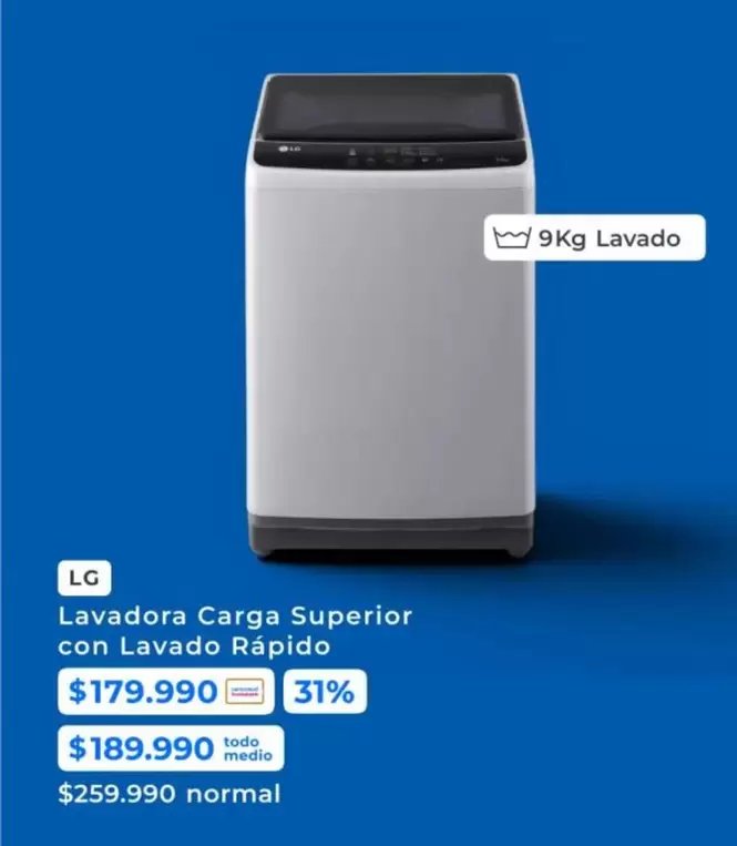 LG - Lavadora Carga Superior Con Lavado Rapido