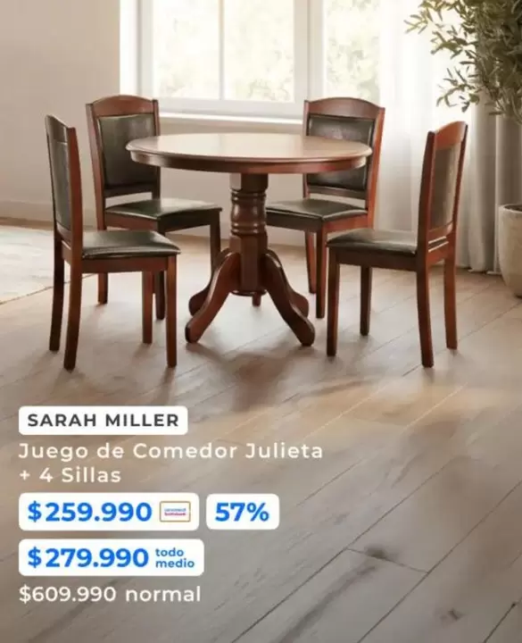 Miller - Juego De Comedor Julieta + 4 Sillas