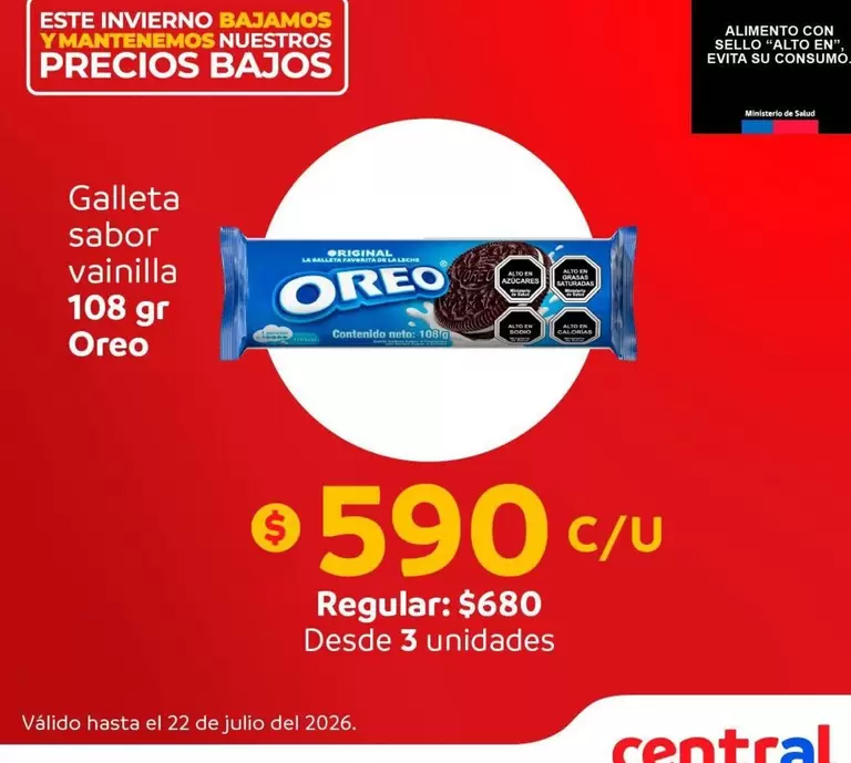 Oreo - Galleta Sabor Vainilla