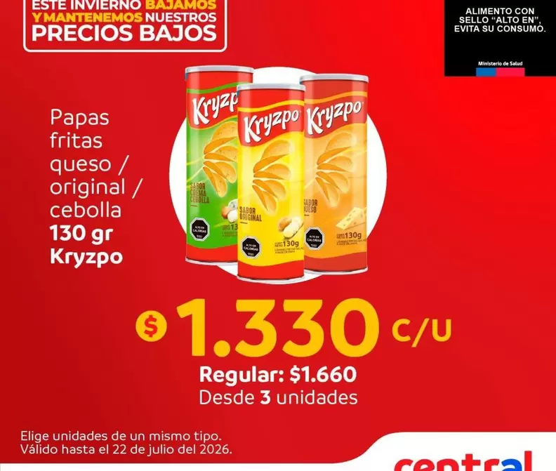 Kryzpo - Papas Fritas Queso / Original / Cebolla