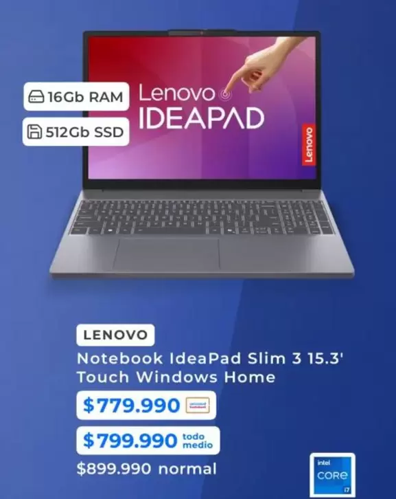 Lenovo - Notebook Ideapad Slim 3 15.3' Touch Windows Home