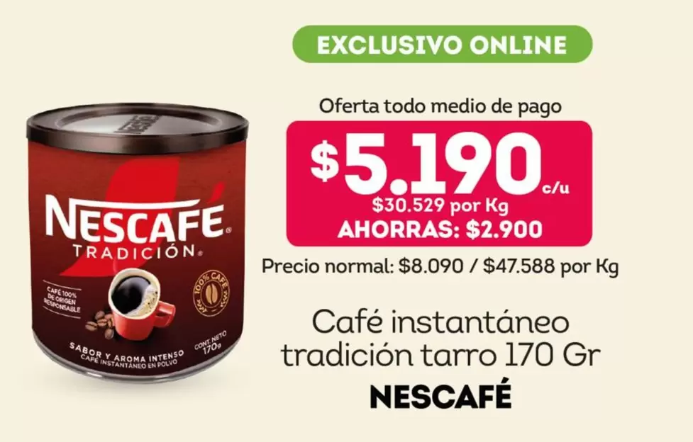 Nescafé - Cafe Instantaneo Tradicion Tarro