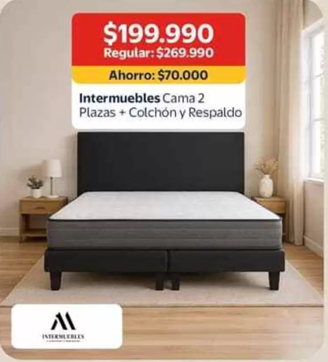 Intermuebles Cama 2 Plazas + Colchón Y Respaldo