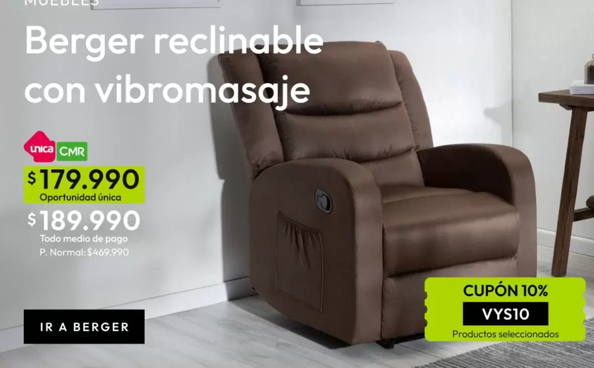 Berger Reclinable Con Vibromasaje