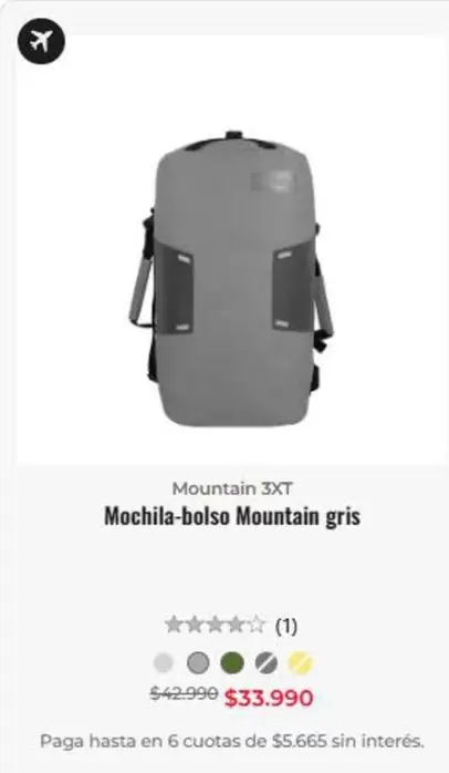 Mochila Bolso Mountain Gris