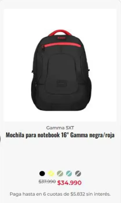 Mochila Para Notebook 16" Gamma Negra/roja