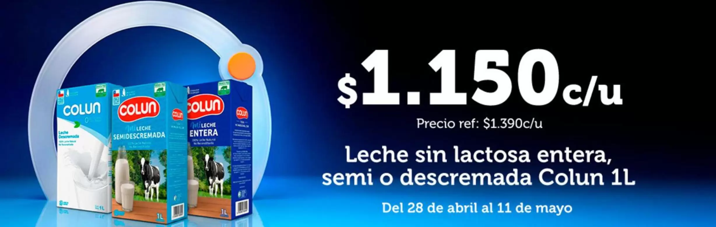 Colun - Leche Sin Lactosa Entera, Semi O Descremada