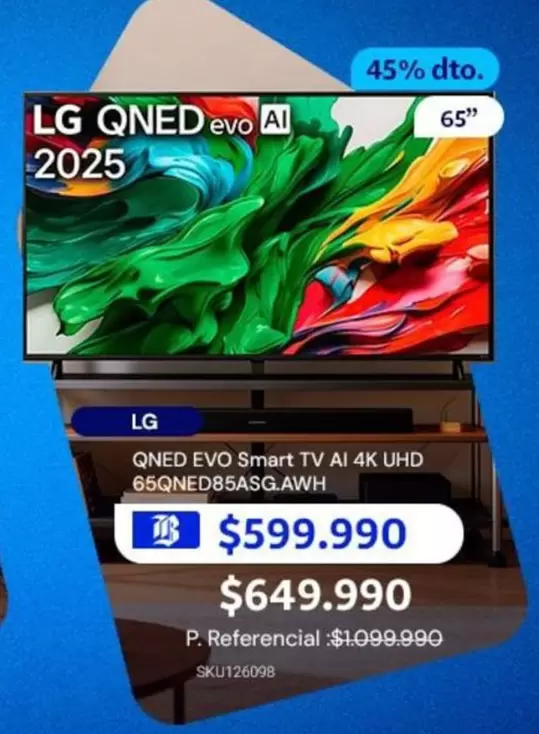 LG - QNED EVO Smart TV Ai 4K UHD 65QNED85ASGA.WH