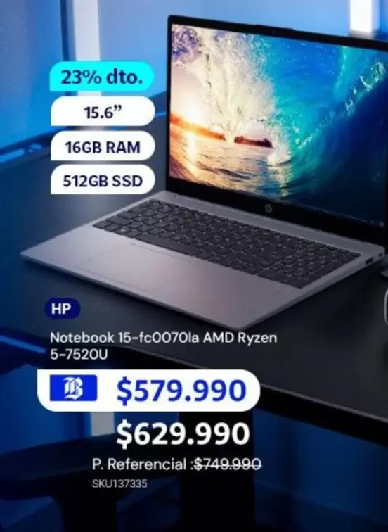 HP - Notebook 15-fc007oia Amd Ryzen 5-7520u