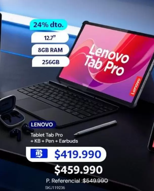Lenovo - Tablet Tab Pro + Kb+pen + Earbuds