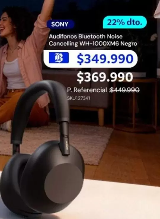 SONY - Audifonos Bluetooth Noise Cancelling Wi-1000xM6 Negro