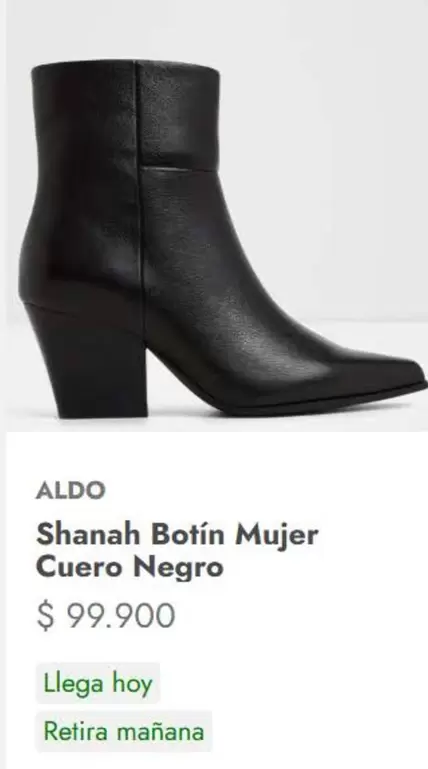 Aldo Shanah Botín Mujer Cuero Negro