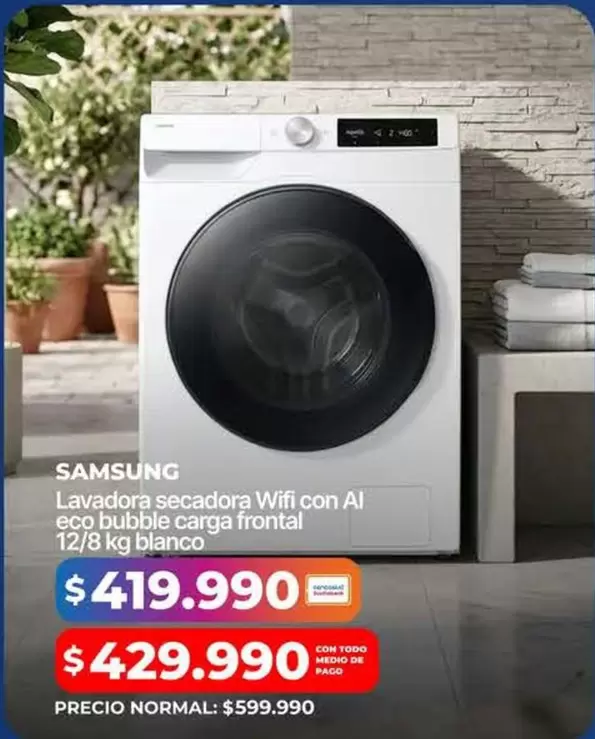 Samsung - Lavadora Secadora Wifi Con Al Eco Bubble Carga Frontal Blanco