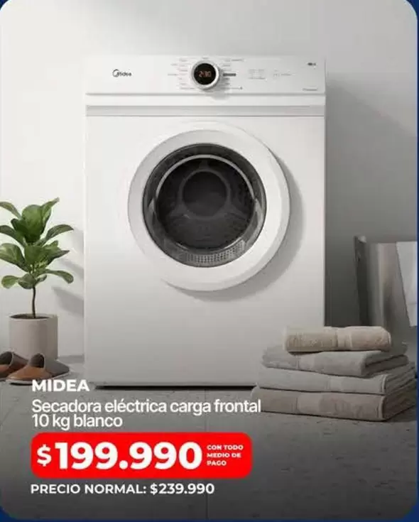 Midea - Secadora eléctrica carga frontal 10 kg blanco