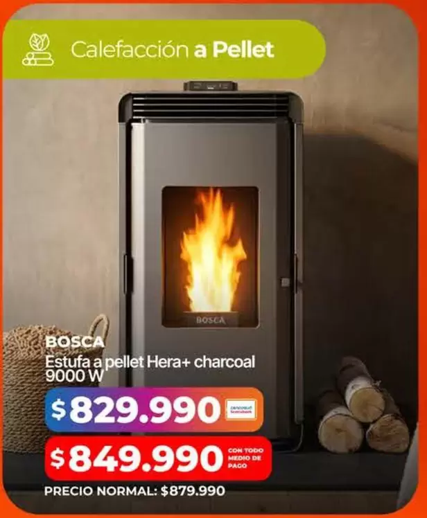 Bosca - Estufa Pellet Hera+ Charcoal 9000 W