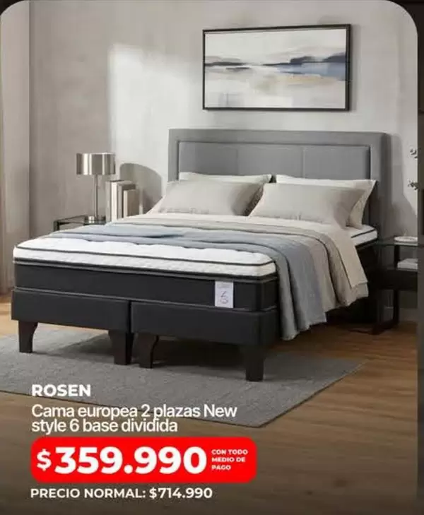 Rosen - Cama Europea 2 Plazas New Style 6 Base Dividida