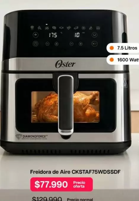 Oster - Freidora De Aire Ckstaf75wdssdf
