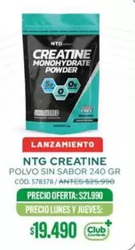 Club - Ntg Creatine Polvo Sin Sabor